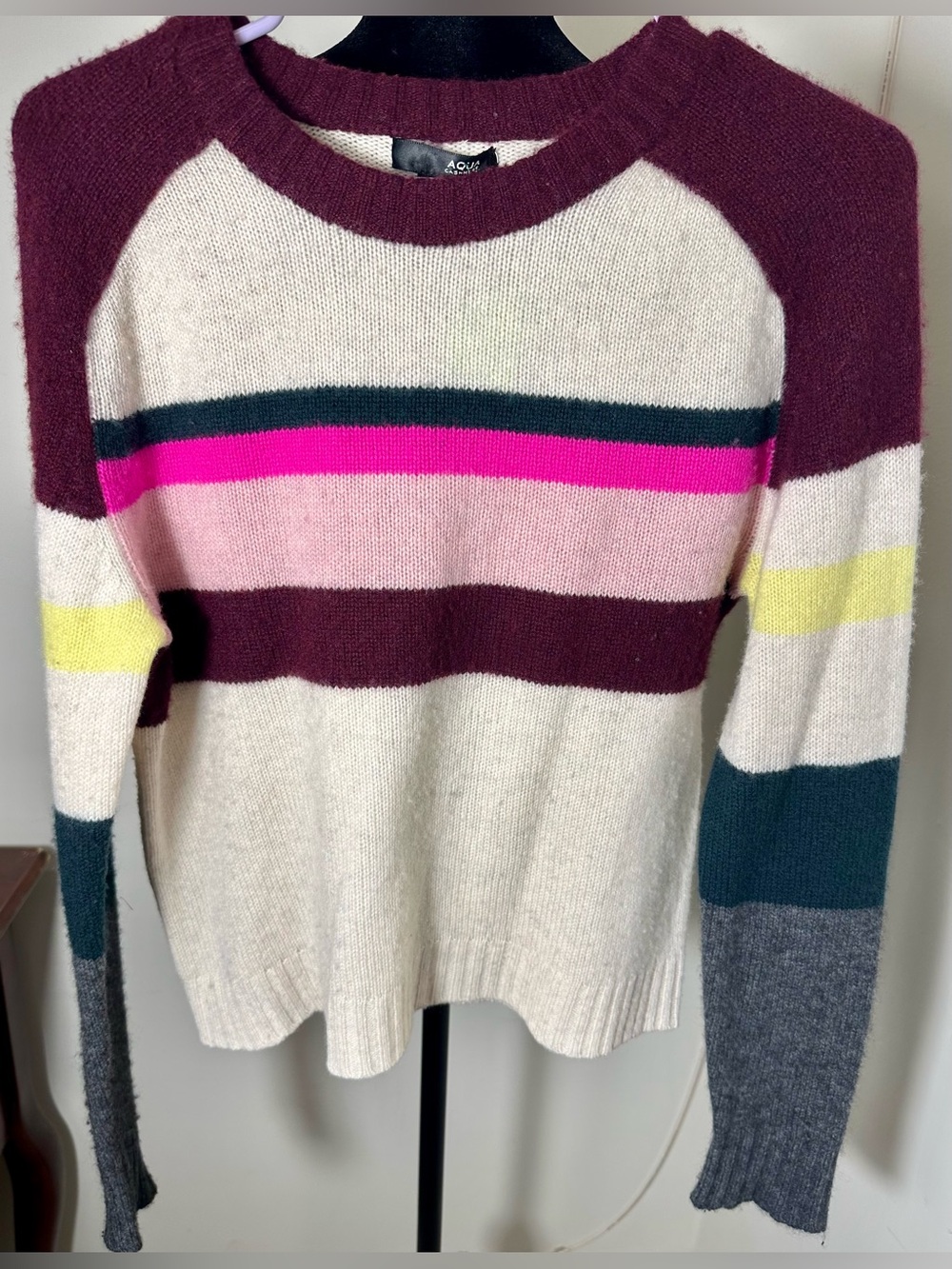 AQUA Cashmere Women’s 100% Cashmere Striped Sweater Size XS Multicolor